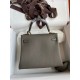 Hermes Kelly Retourne 25 Handmade Bag In Etain Clemence Leather