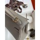 Hermes Kelly Retourne 25 Handmade Bag In Etain Clemence Leather