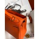 Hermes Kelly Retourne 25 Handmade Bag In Orange Clemence Leather