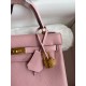 Hermes Kelly Retourne 25 Handmade Bag In Rose Sakura Clemence Leather