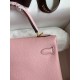 Hermes Kelly Retourne 25 Handmade Bag In Rose Sakura Clemence Leather