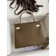 Hermes Kelly Retourne 25 Bicolor Bag in Taupe and Craie Clemence Calfskin