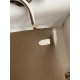 Hermes Kelly Retourne 25 Bicolor Bag in Taupe and Craie Clemence Calfskin