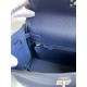 Hermes Kelly Retourne 25 Handmade Bag In Blue Saphir Clemence Leather