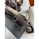 Hermes Kelly Sellier 25 Handmade Bag In Black Lizard Leather