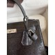 Hermes Kelly Sellier 25 Handmade Bag In Black Lizard Leather