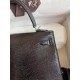 Hermes Kelly Sellier 25 Handmade Bag In Black Lizard Leather