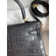 Hermes Kelly Sellier 25 Handmade Bag In Black Crocodile Niloticus Matte Skin