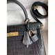 Hermes Kelly Sellier 25 Handmade Bag In Black Crocodile Niloticus Matte Skin