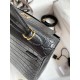 Hermes Kelly Sellier 25 Handmade Bag In Black Crocodile Niloticus Matte Skin