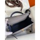 Hermes Kelly Sellier 25 Bicolor Bag in Gris Agate and Blue Ostrich Leather