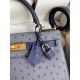 Hermes Kelly Sellier 25 Bicolor Bag in Gris Agate and Blue Ostrich Leather