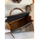 Hermes Kelly Sellier 28 Bicolor Bag in Black and Gold Epsom Calfskin