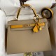 Hermes Kelly Sellier 28 Bicolor Bag in Trench and Yellow Epsom Calfskin