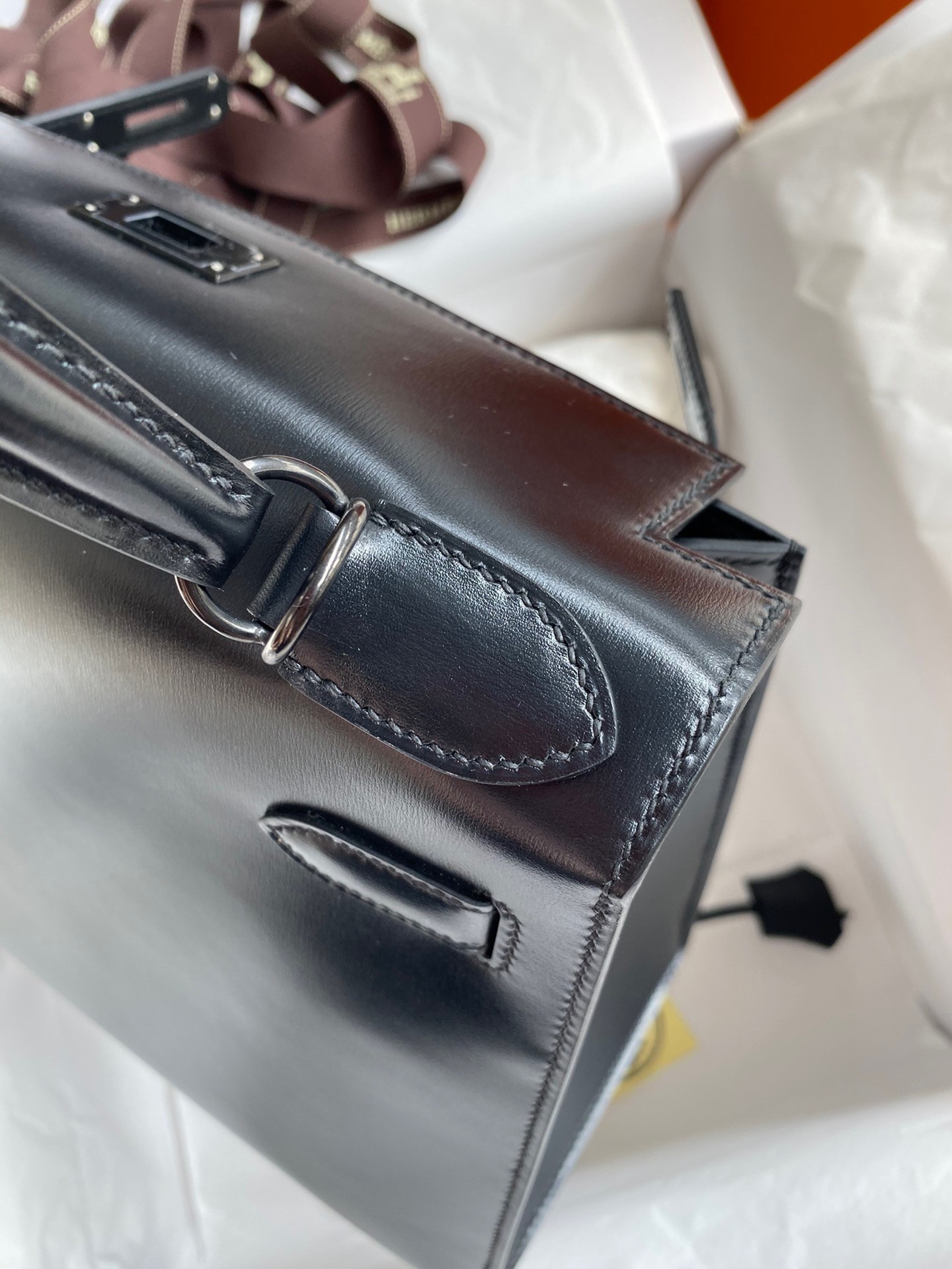 Hermes Kelly Sellier 28 Handmade Bag In Black Box Calfskin