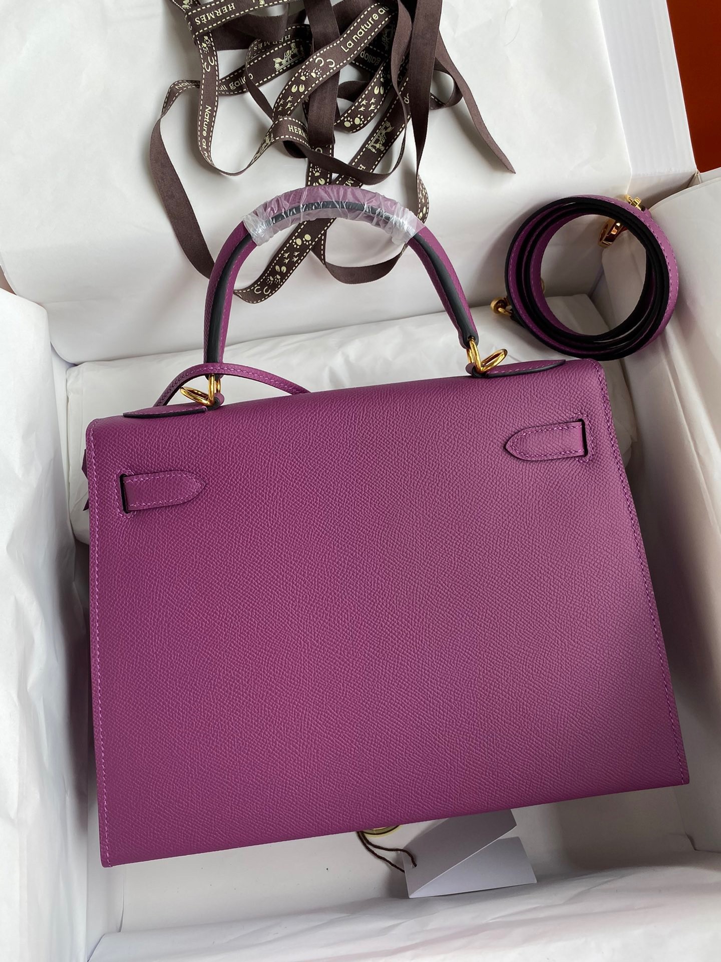 Hermes Kelly Sellier 28 Handmade Bag In Anemone Epsom Calfskin