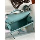 Hermes Kelly Sellier 28 Handmade Bag In Blue Atoll Epsom Calfskin