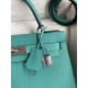 Hermes Kelly Sellier 28 Handmade Bag In Blue Paon Epsom Calfskin