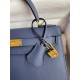 Hermes Kelly Sellier 28 Handmade Bag In Blue Saphir Epsom Calfskin