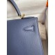 Hermes Kelly Sellier 28 Handmade Bag In Blue Saphir Epsom Calfskin