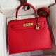 Hermes Kelly Sellier 28 Handmade Bag In Red Epsom Calfskin