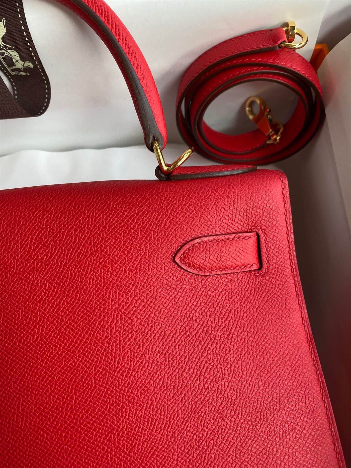 Hermes Kelly Sellier 28 Handmade Bag In Red Epsom Calfskin