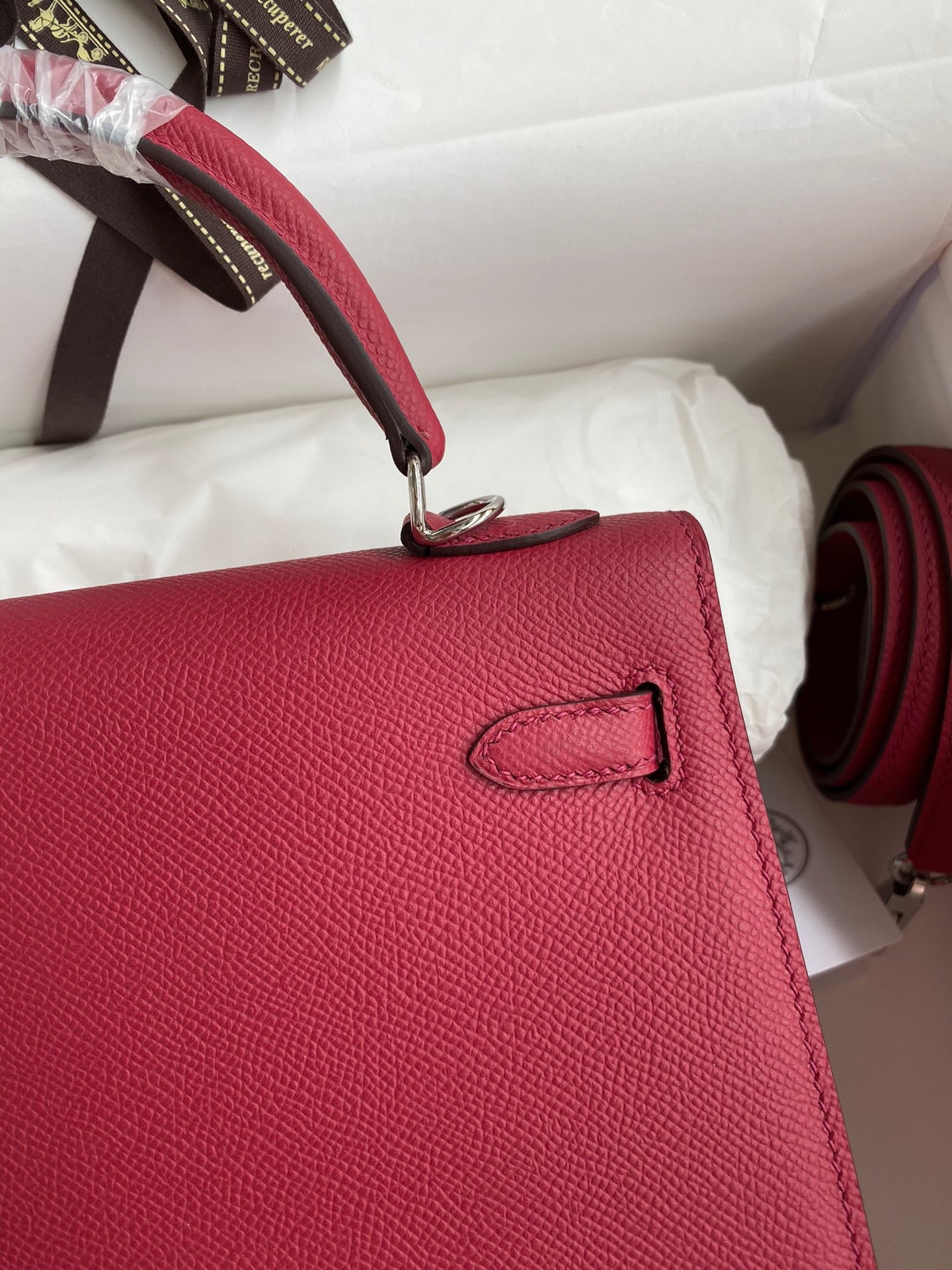 Hermes Kelly Sellier 28 Handmade Bag In Ruby Epsom Calfskin