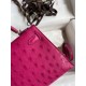 Hermes Kelly Mini II Sellier Handmade Bag In Rose Red Ostrich Leather