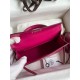 Hermes Kelly Mini II Sellier Handmade Bag In Rose Red Ostrich Leather