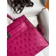 Hermes Kelly Mini II Sellier Handmade Bag In Rose Red Ostrich Leather