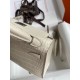 Hermes Kelly Mini II Sellier Handmade Bag In Beton Matte Alligator Leather