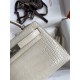 Hermes Kelly Mini II Sellier Handmade Bag In Beton Matte Alligator Leather