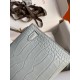 Hermes Kelly Mini II Sellier Handmade Bag In Blue Glacier Matte Alligator Leather