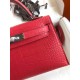 Hermes Kelly Mini II Sellier Handmade Bag In Rose Extreme Matte Alligator Leather