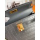 Hermes Kelly Mini II Sellier Handmade Bag In Graphite Matte Alligator Leather