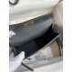 Hermes Kelly Mini II Sellier Handmade Bag In Graphite Matte Alligator Leather