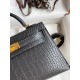 Hermes Kelly Mini II Sellier Handmade Bag In Graphite Matte Alligator Leather