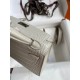 Hermes Kelly Mini II Sellier Handmade Bag In Grey Matte Alligator Leather