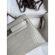 Hermes Kelly Mini II Sellier Handmade Bag In Grey Matte Alligator Leather