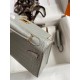 Hermes Kelly Mini II Sellier Handmade Bag In Pearl Grey Matte Alligator Leather