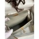 Hermes Kelly Mini II Sellier Handmade Bag In Pearl Grey Matte Alligator Leather