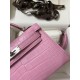 Hermes Kelly Mini II Sellier Handmade Bag In Mauve Sylvestre Matte Alligator Leather