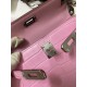 Hermes Kelly Mini II Sellier Handmade Bag In Mauve Sylvestre Matte Alligator Leather