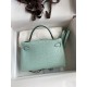 Hermes Kelly Mini II Sellier Handmade Bag In Vert D'eau Matte Alligator Leather