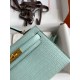 Hermes Kelly Mini II Sellier Handmade Bag In Vert D'eau Matte Alligator Leather