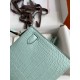 Hermes Kelly Mini II Sellier Handmade Bag In Vert D'eau Matte Alligator Leather