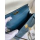 Hermes Kelly Mini II Sellier Handmade Bag In Blue Jean Shiny Alligator Leather