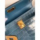 Hermes Kelly Mini II Sellier Handmade Bag In Blue Jean Shiny Alligator Leather