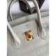 Hermes Birkin 25 Retourne Handmade Bag In Beton Matte Alligator Leather