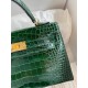 Hermes Kelly Mini II Sellier Handmade Bag In Malachite Shiny Alligator Leather